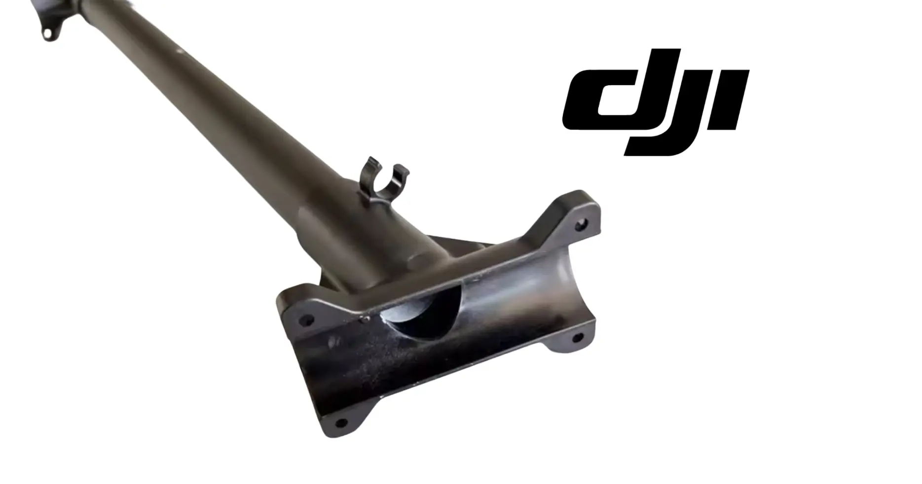 Rear landing gear cross beam with diagonal strut and base plate, dark gray DJI