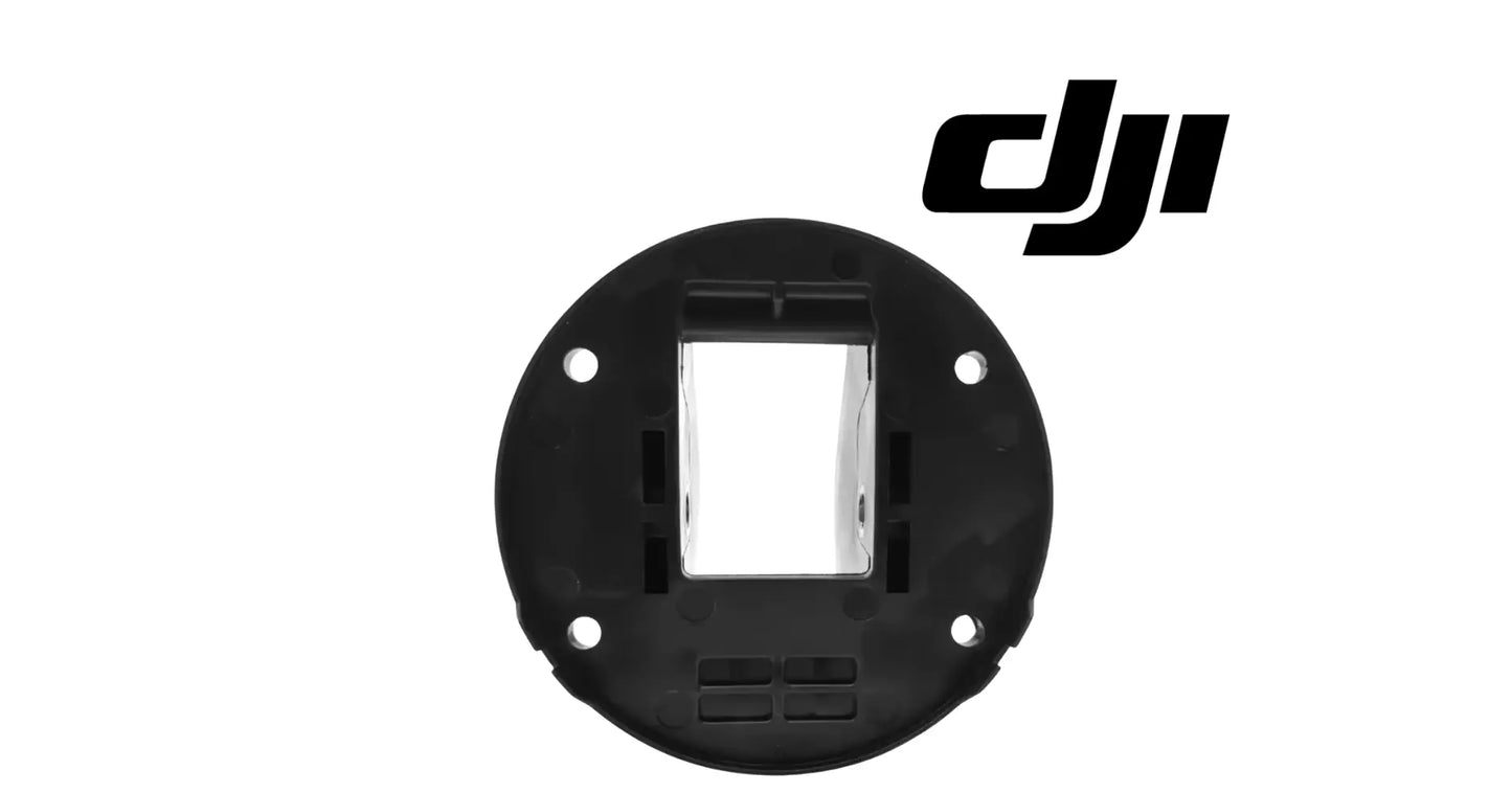 DJI Agras spray boom hinge housing, black round base with bolt hole detail