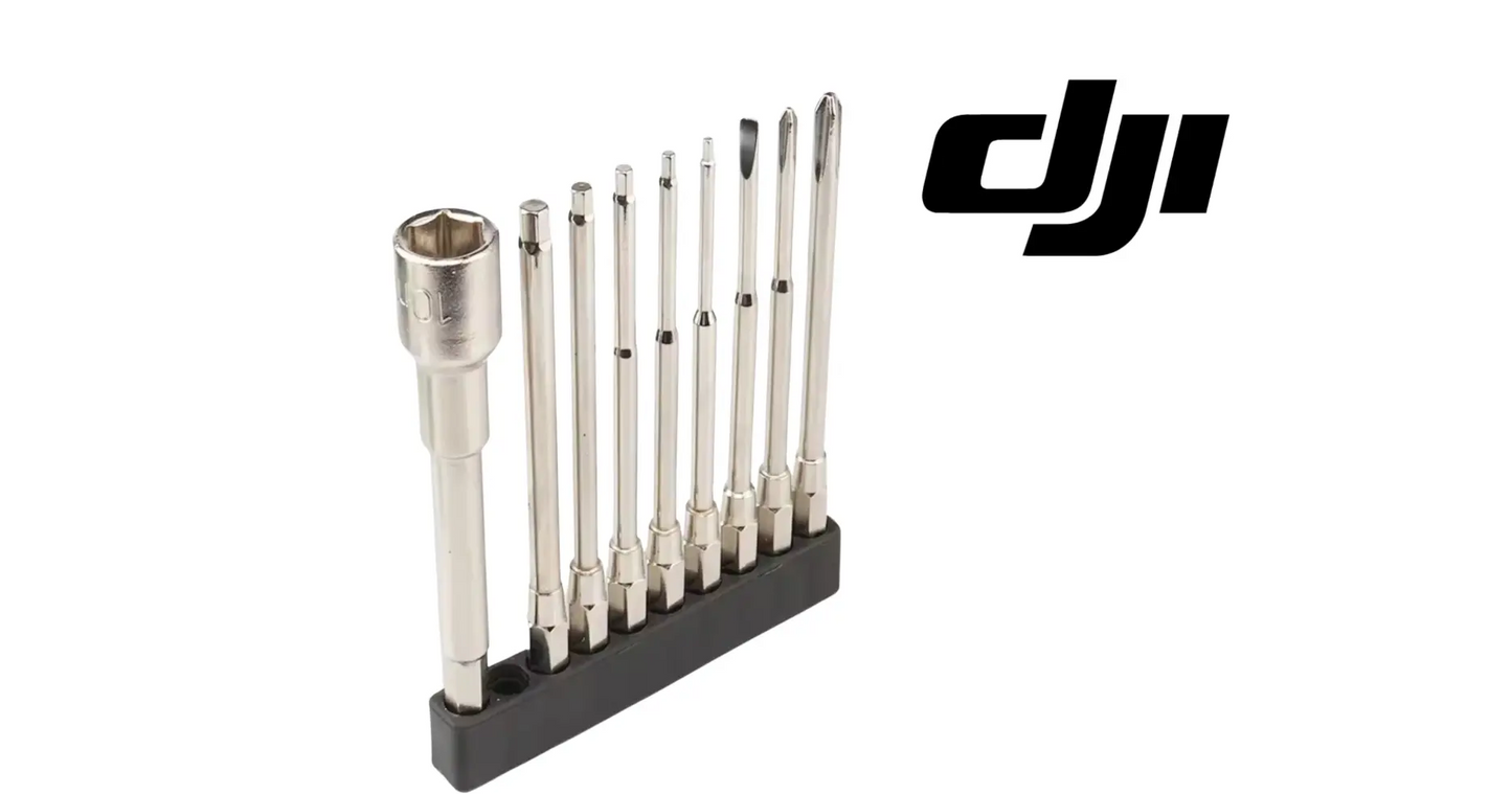 DJI Agras screwdriver bit set in black base with one socket bit holder