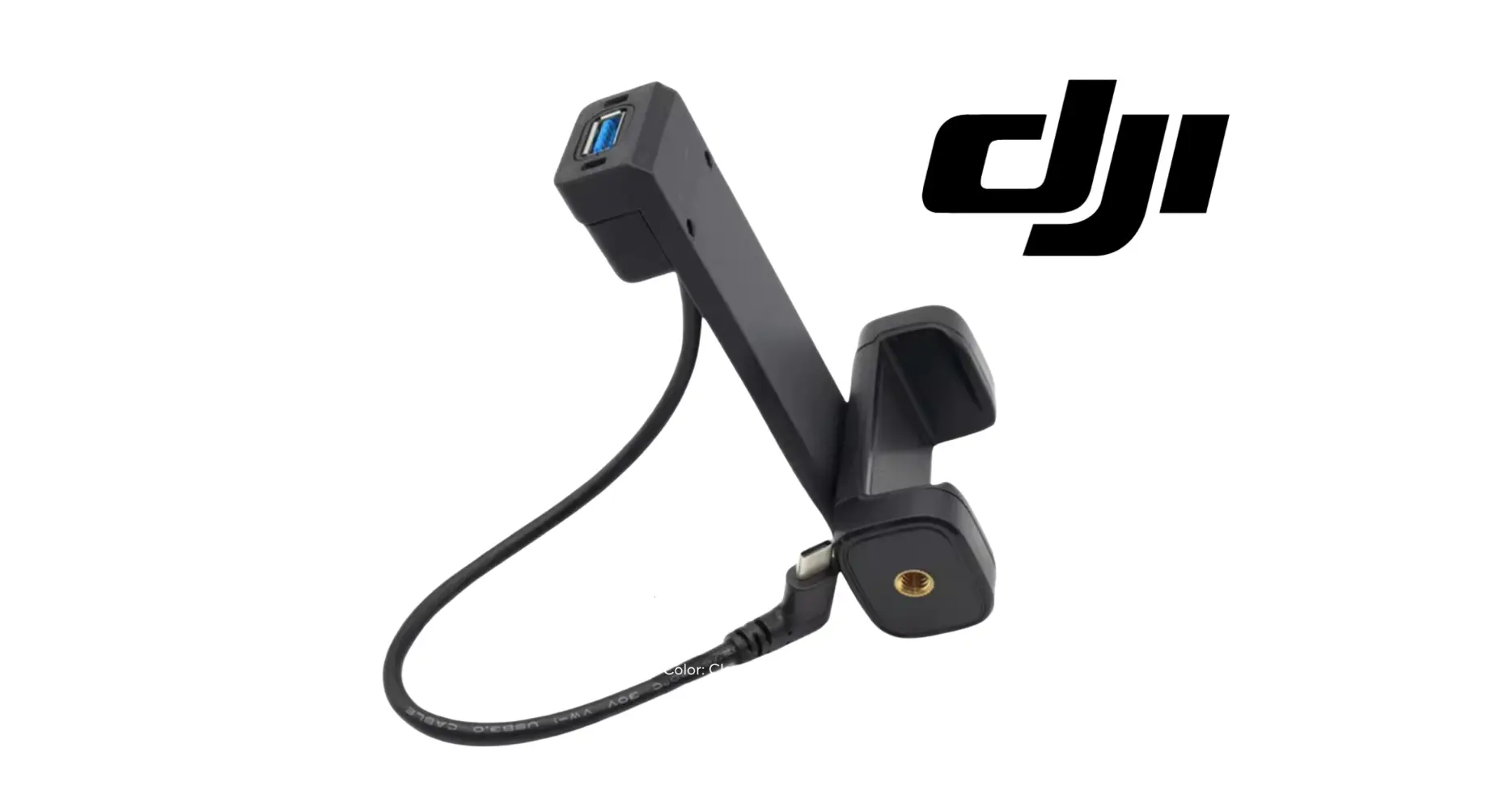 DJI RTK mobile phone stand with angled mount, cable, and small circular module