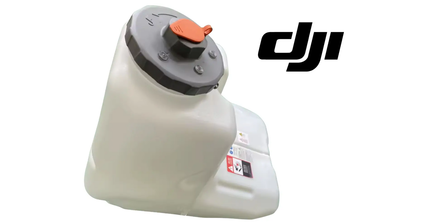 DJI Agras T100 75L OEM white water tank with orange cap on gray lid