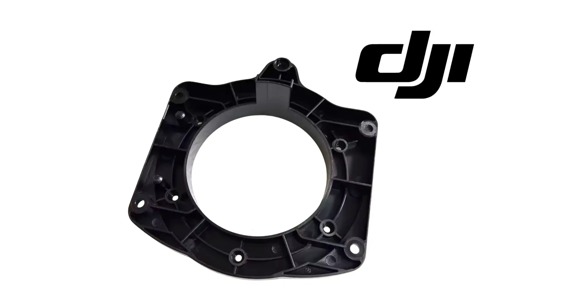 DJI radar base support bracket with circular opening and curved cutouts, black