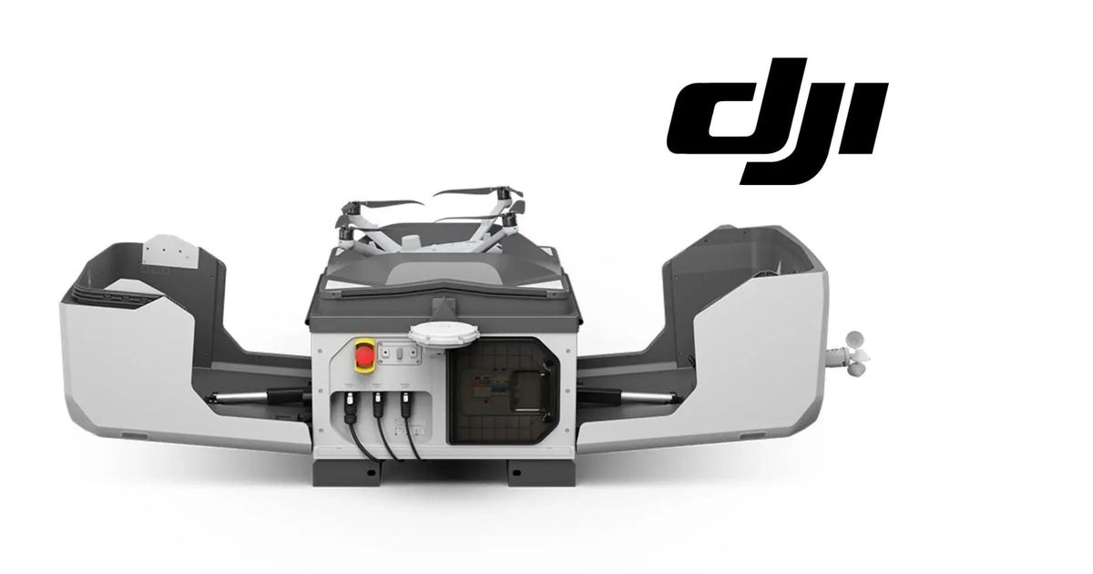 DJI surveillance docking station with extended side arms and central screen module
