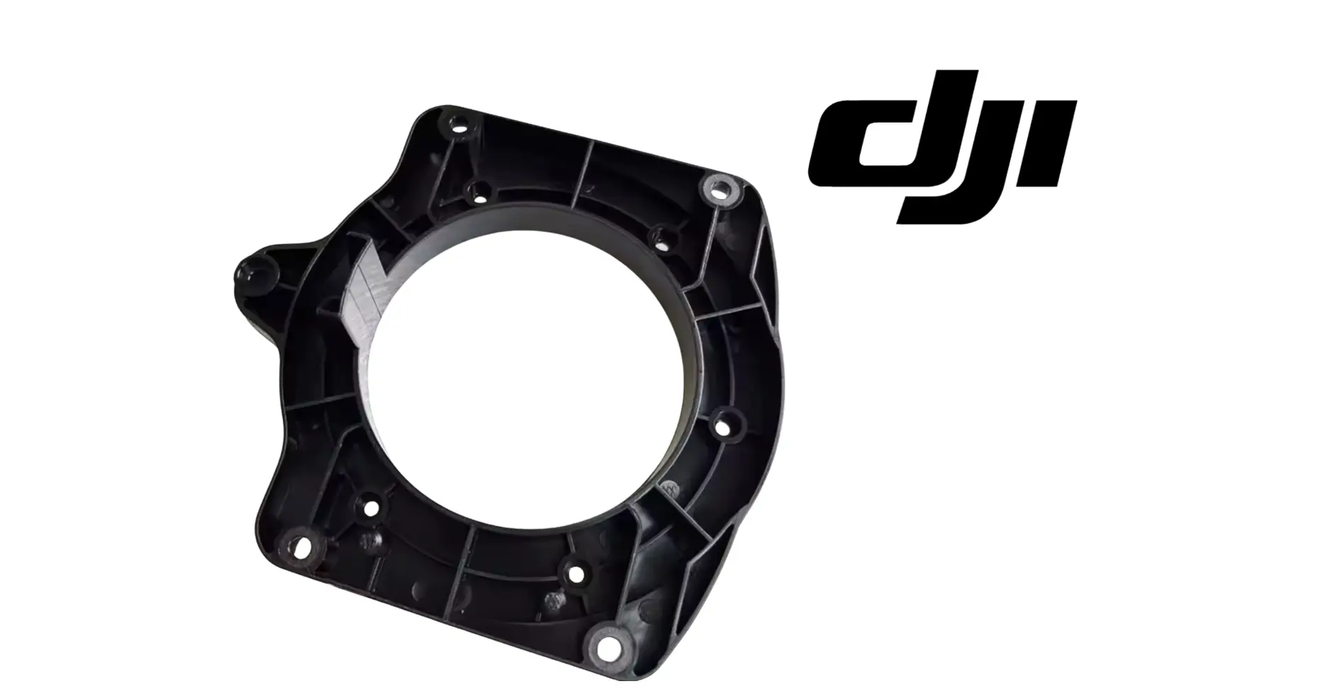 DJI radar base support housing with circular opening and recessed ring detail, black