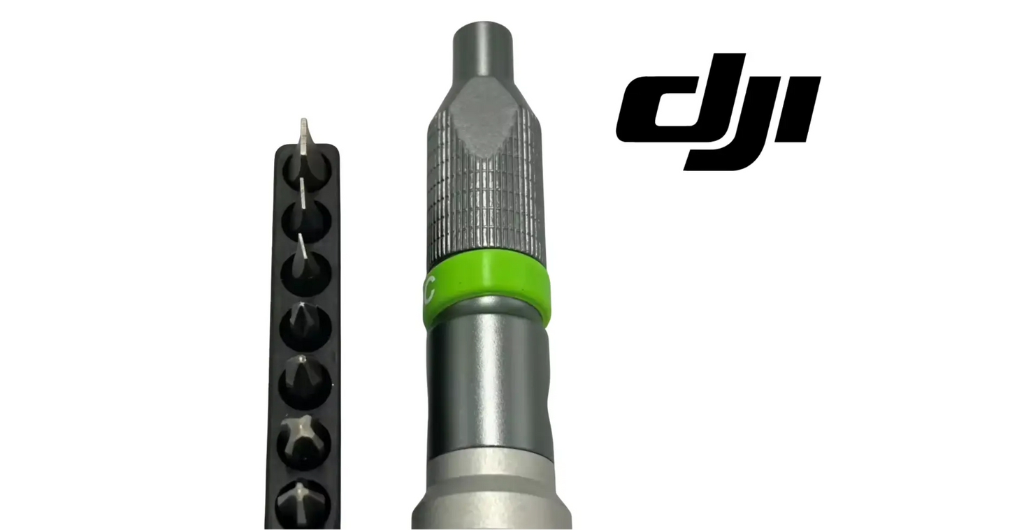 DJI Agras screwdriver with green ring and interchangeable bit holder