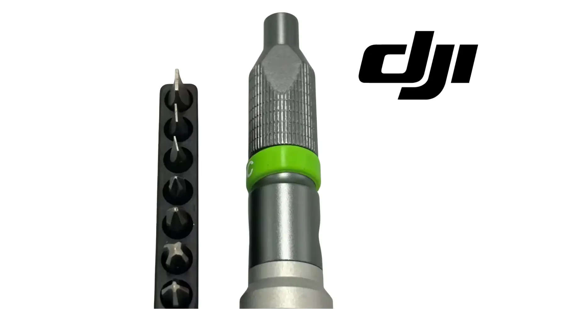 DJI Agras screwdriver with green ring and interchangeable bit holder