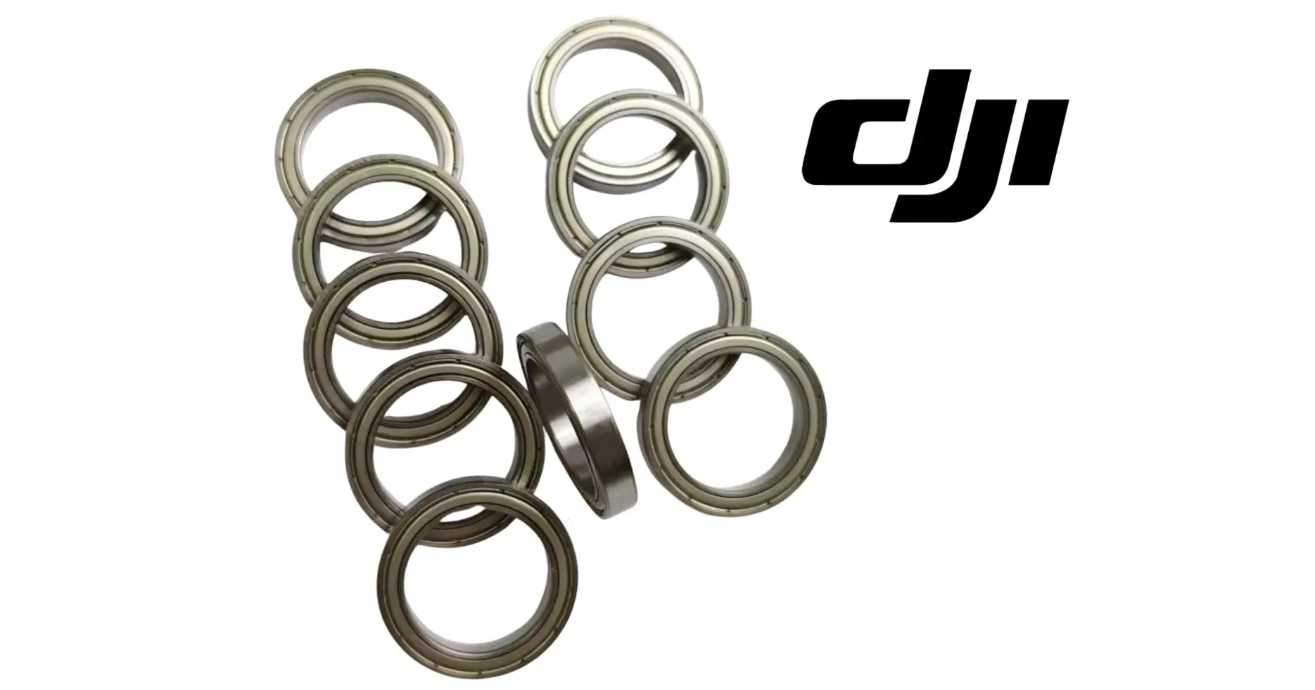 DJI motor bearing set with multiple silver metal rings and spacers