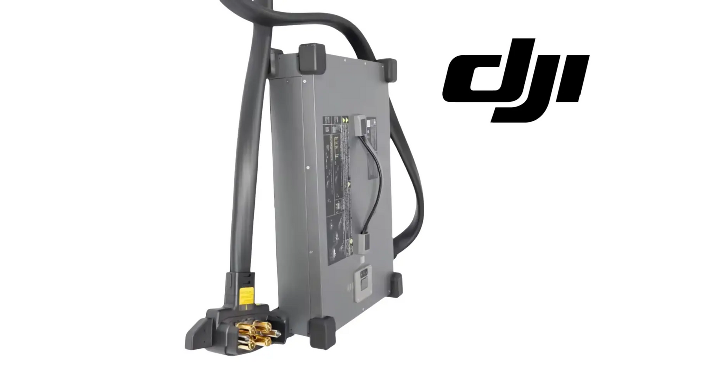 DJI gray intelligent power supply charger with DC port and wiring connector