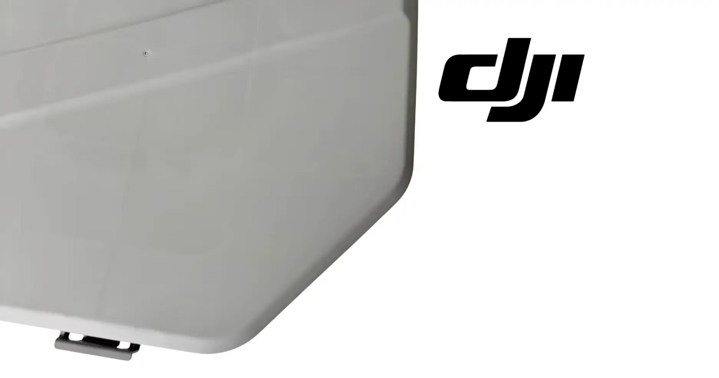 DJI spreading system tank lid, light gray outer panel with mounting tabs