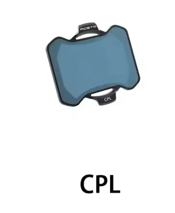 CPL camera filter lens in blue tint with printed CPL label