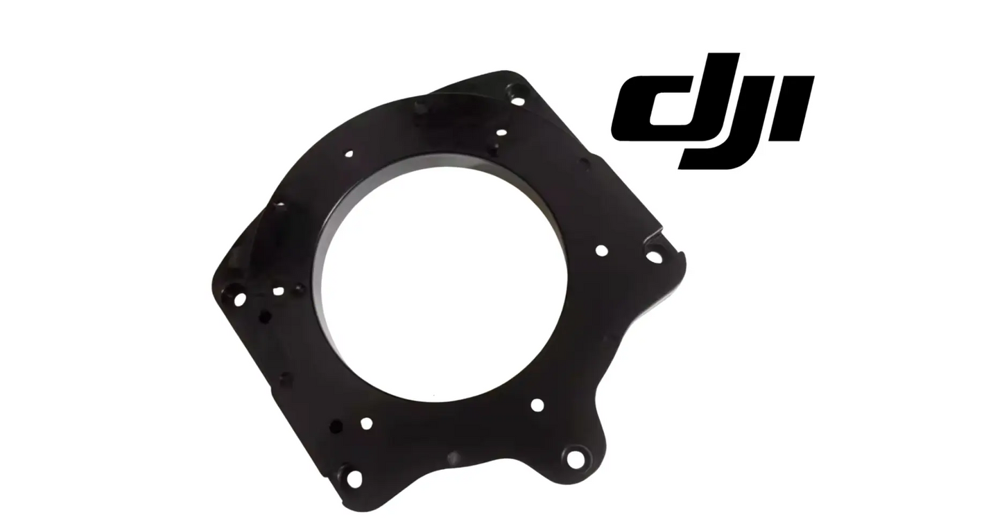 DJI radar base support bracket with circular opening and multiple mounting holes, black