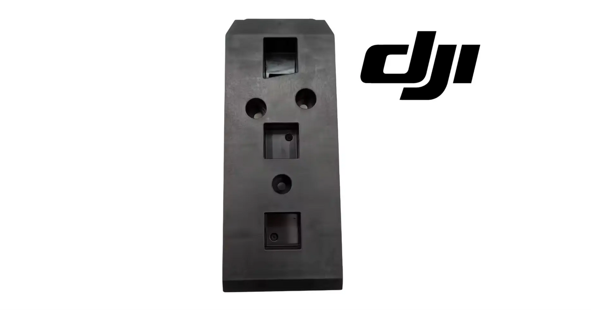 DJI T50 battery supporting piece, black plastic bracket with cutouts and screw holes