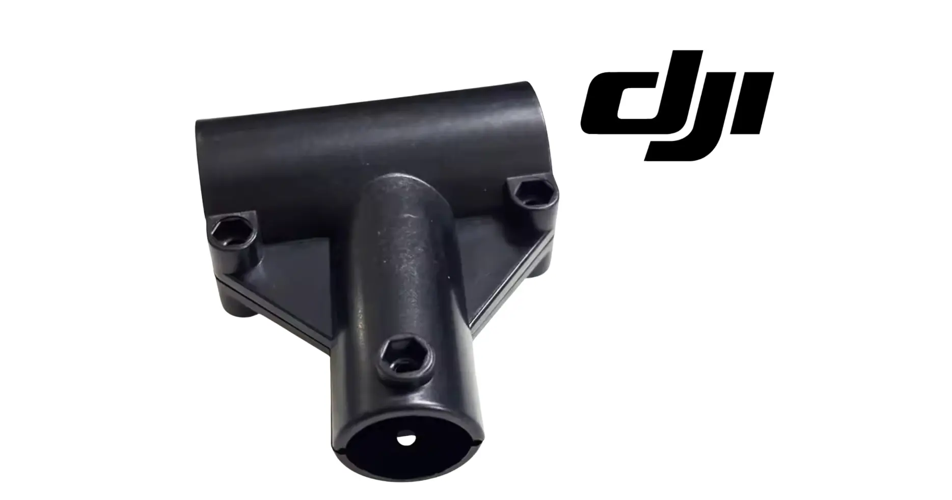 DJI Agras T50 landing gear Y-tee bracket, dark molded T-shape with mounting tabs