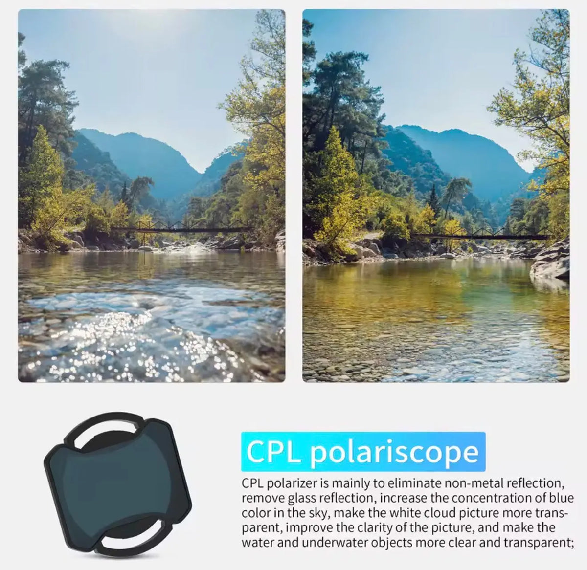 Camera ND and CPL filter set with protective case and lens filter discs