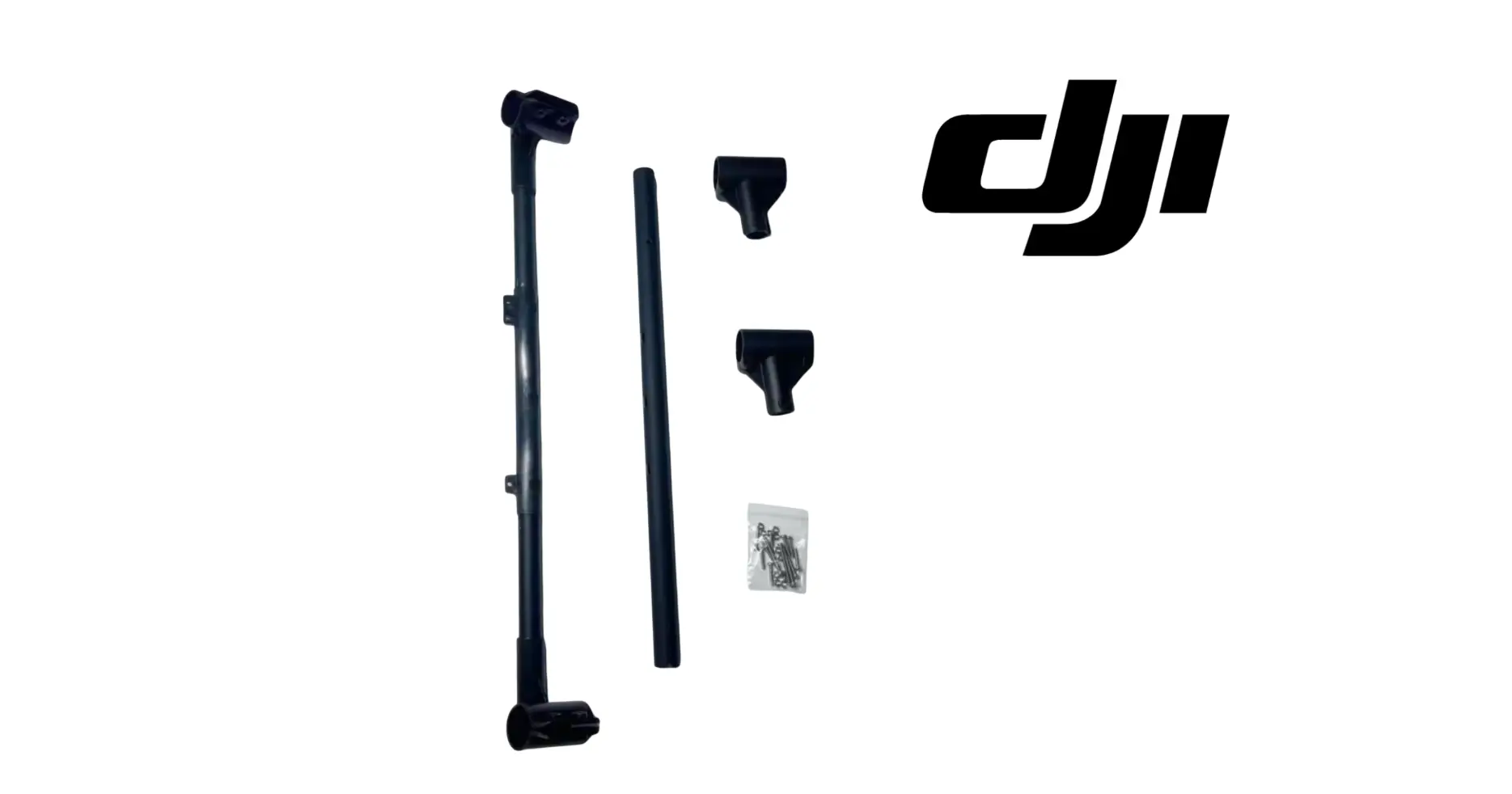 Rear landing gear cross beam bars with brackets and mounting screws, dark gray DJI