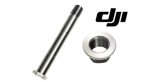 DJI boom arm fixing bolt and lock nut assembly, threaded metal parts
