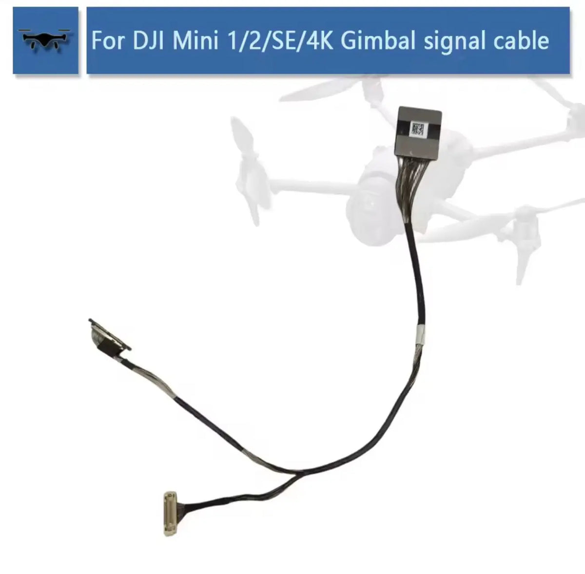 DJI gimbal signal cable, black cord with rectangular connector and two plug ends