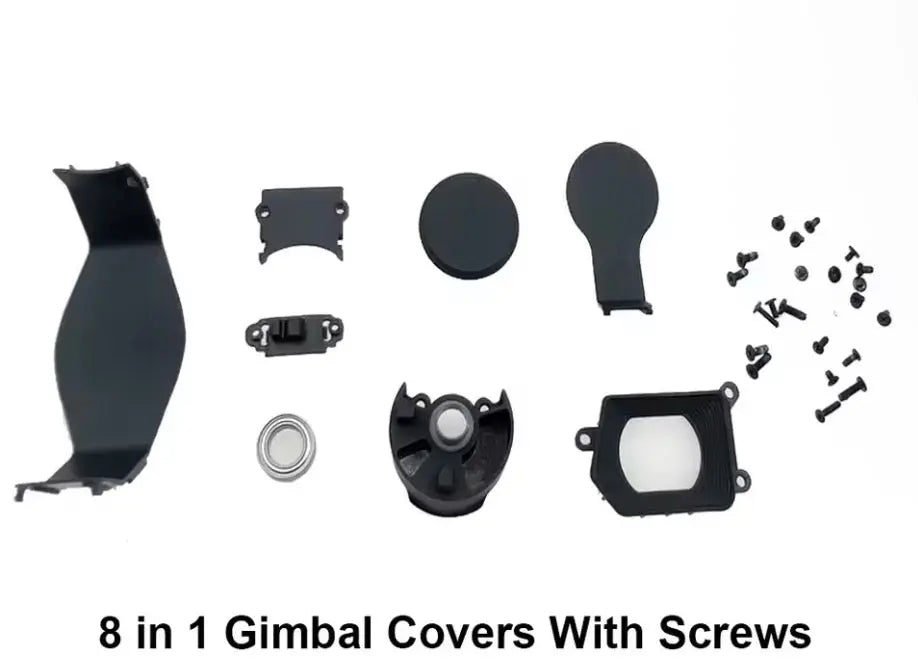 Gimbal cover set with screws: multiple black protective parts