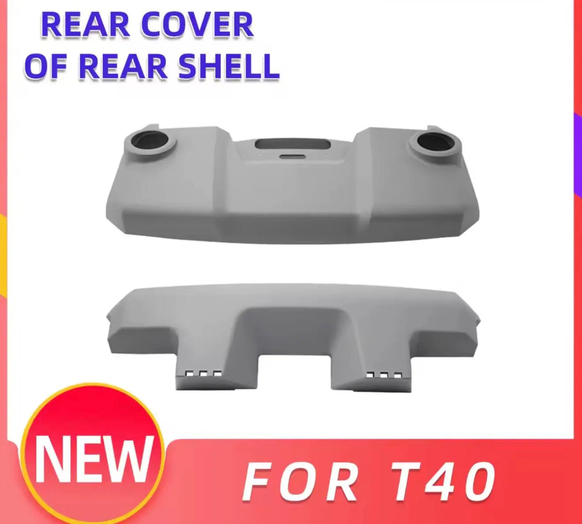 Rear shell cover for DJI T40, gray plastic rear housing part