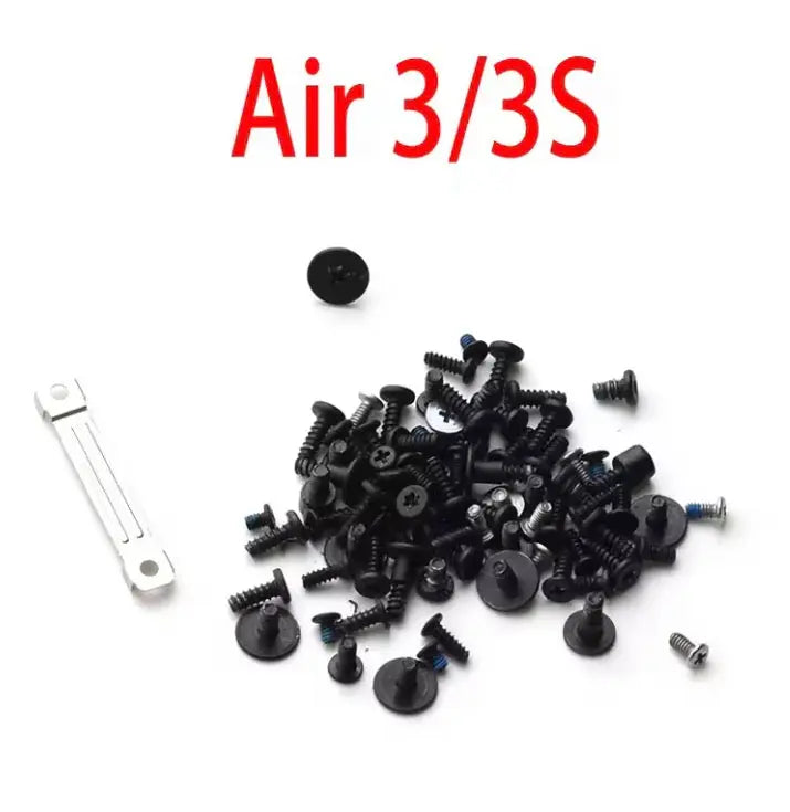 Drone body screw kit with mixed black Phillips-head screws and a mounting bracket