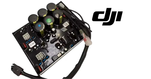 DJI Agras T50 DC power controller PCB with connected cables, circuit components