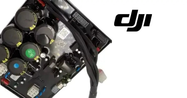 DJI Agras T50 DC power controller board with wiring harness and labeled components
