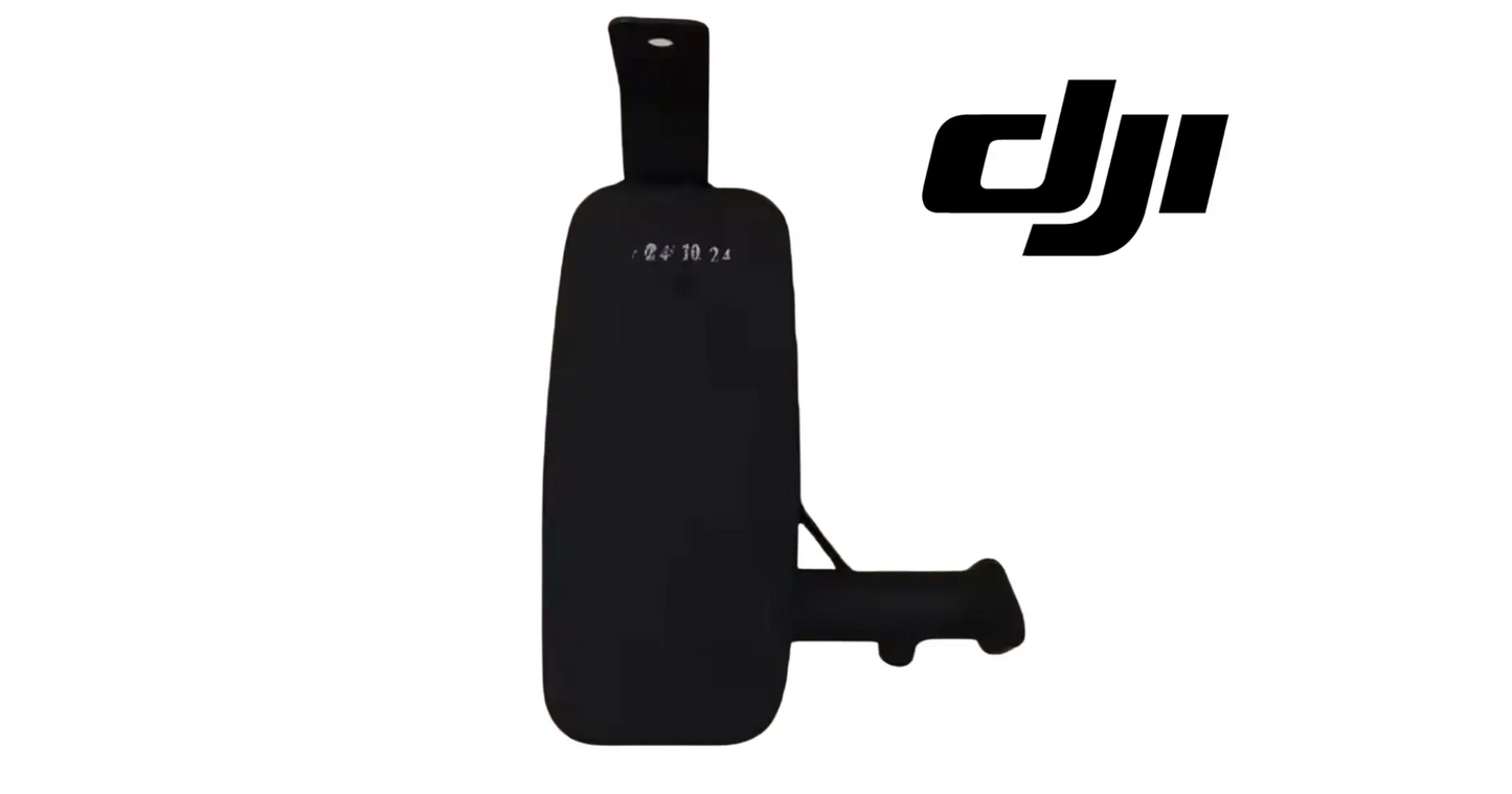 DJI exhaust muffler, tall black canister with front outlet pipe and mounting slot