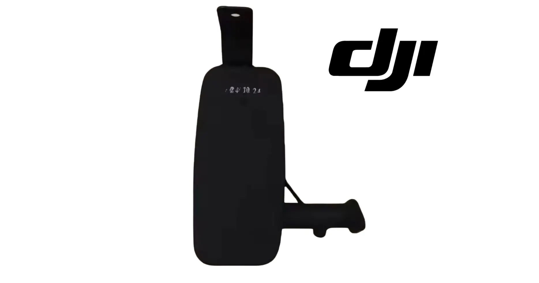 DJI exhaust muffler, tall black canister with front outlet pipe and mounting slot