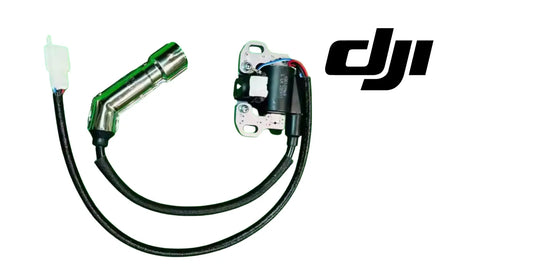 DJI ignition coil wire harness assembly with black cable loops and green metal tube