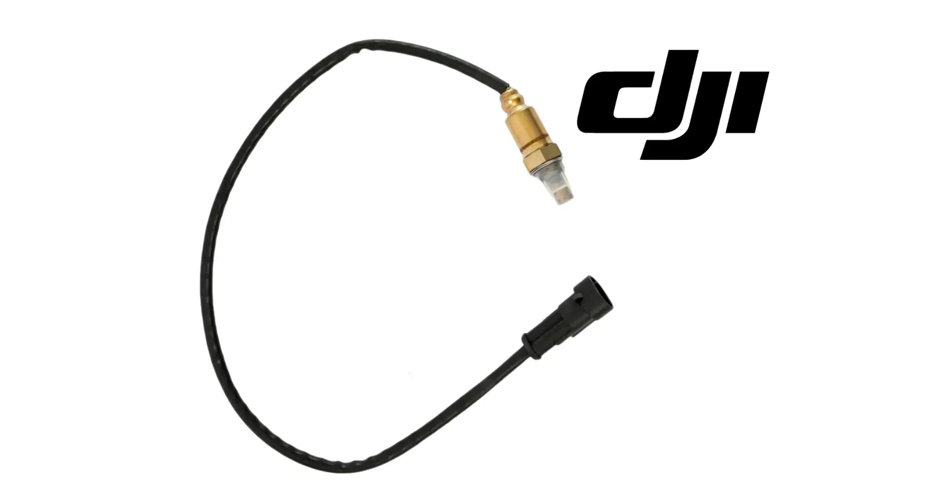 DJI oxygen sensor cable with gold-tipped connector and black plug end
