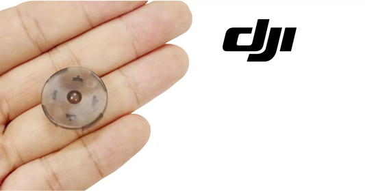 DJI Agras T100 spray tank cover, round translucent disk held in hand with mounting holes