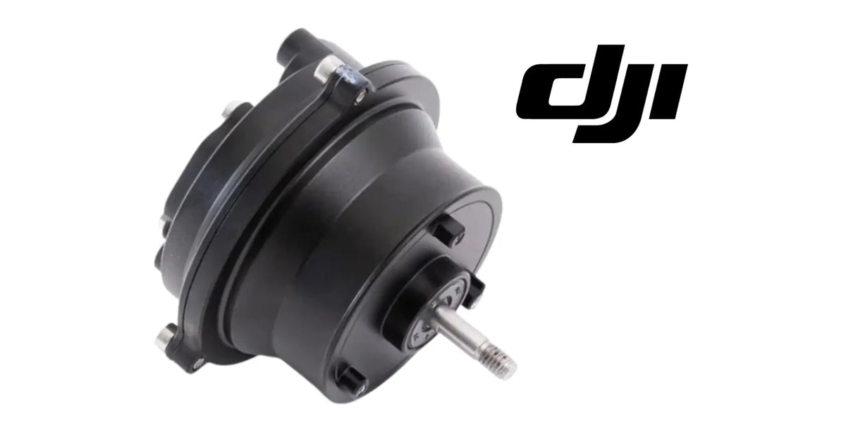 DJI Agras centrifugal motor with extended shaft, rear ports, and black mount flanges