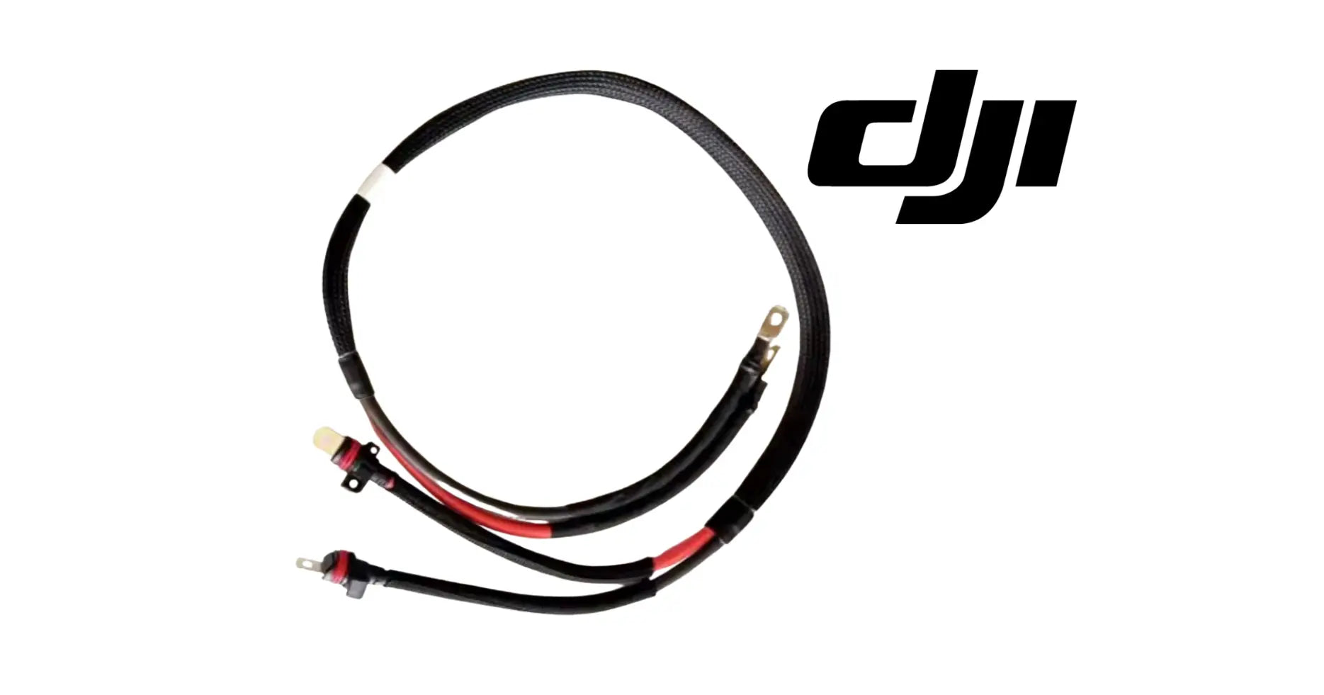 DJI T100 rear propulsion cable, coiled black cable with red heatshrink and connectors