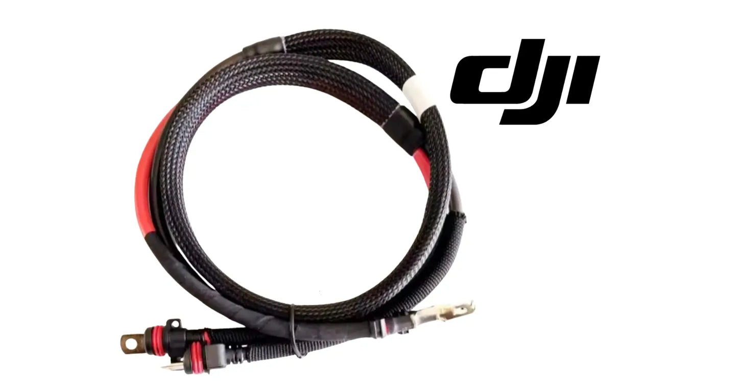 DJI T100 rear propulsion cable, black braided sleeve with red sections and end connector