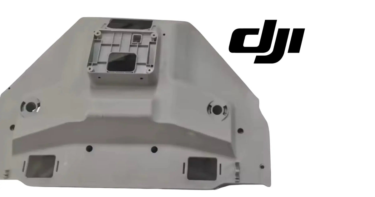 DJI T100 front shell bottom cover, light gray panel with square sensor opening and holes