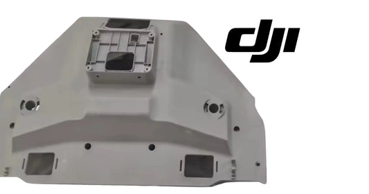 DJI T100 front shell bottom cover, light gray panel with square sensor opening and holes