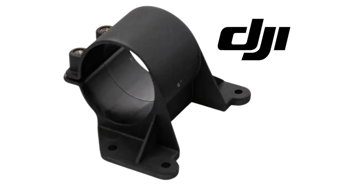 Black OEM rear radar mounting bracket with circular clamp and four screw holes
