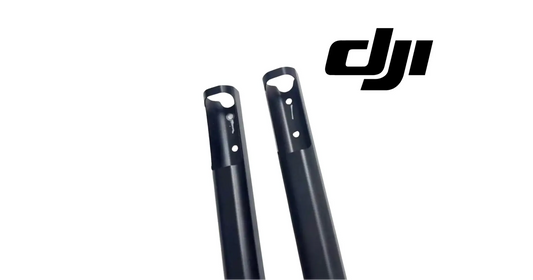 DJI Agras spray lance support rods, two dark blue metal pieces with mounting holes