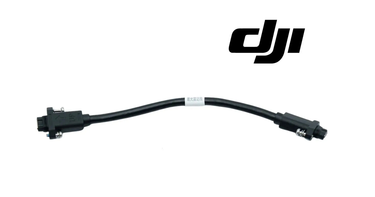 DJI T100 laser radar signal cable, black cable with end connectors and label strip