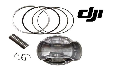Piston ring set with metal rings, loose ring piece, and half piston insert