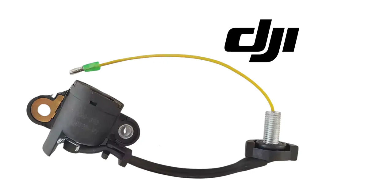 Oil sensor module with black housing, yellow wire loop, green tip, and threaded stud