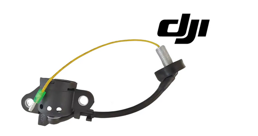 Oil sensor module with black housing, yellow wire, green connector, and exposed threaded stud