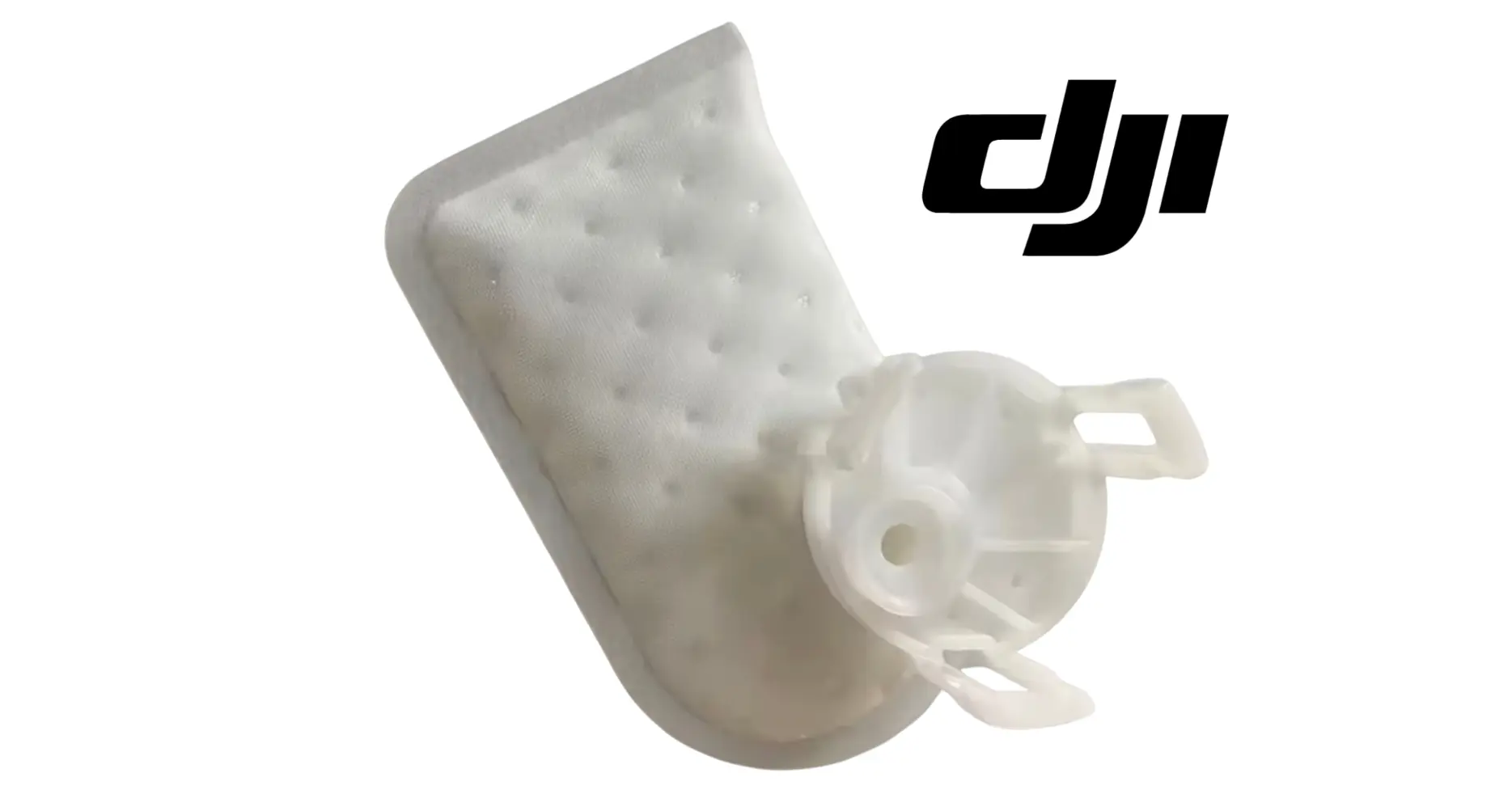 DJI T50 fuel pump filter sock with plastic connector, light beige mesh sleeve