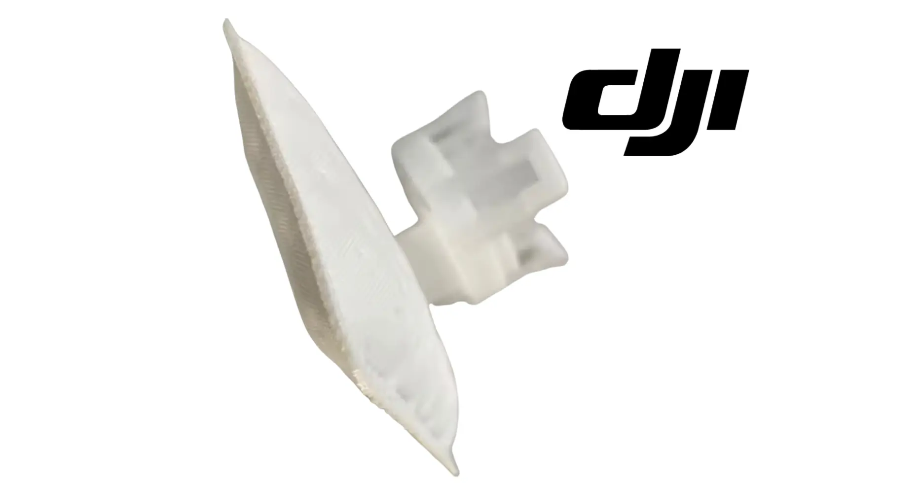 DJI T50 fuel pump filter sock with mounting tab, off-white mesh