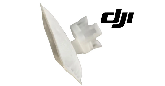 DJI T50 fuel pump filter sock with mounting tab, off-white mesh