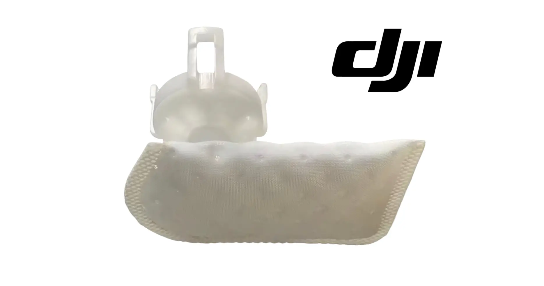 DJI T50 fuel pump filter sock with plastic housing, light beige mesh
