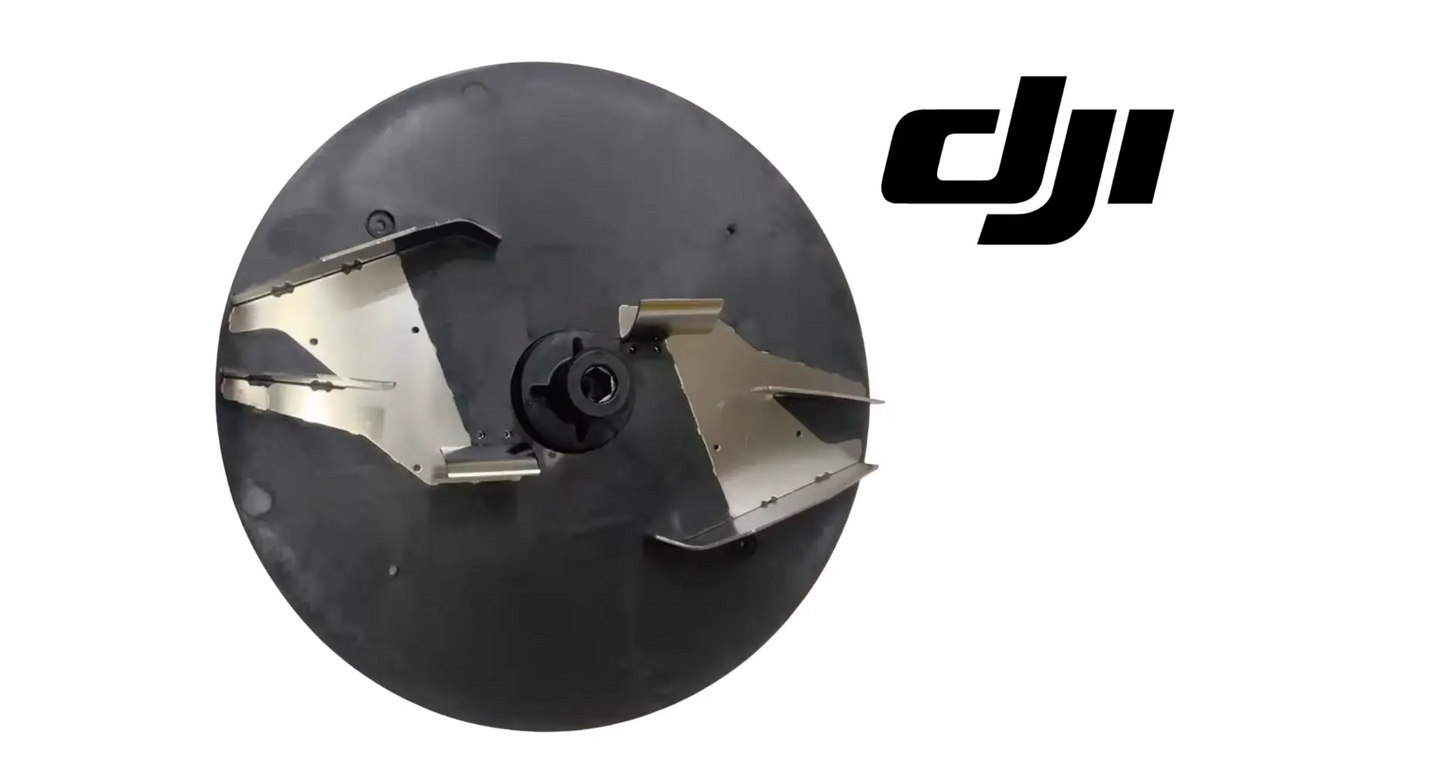 Spinner disk for DJI Agras T100, dark circular plate with blade arms