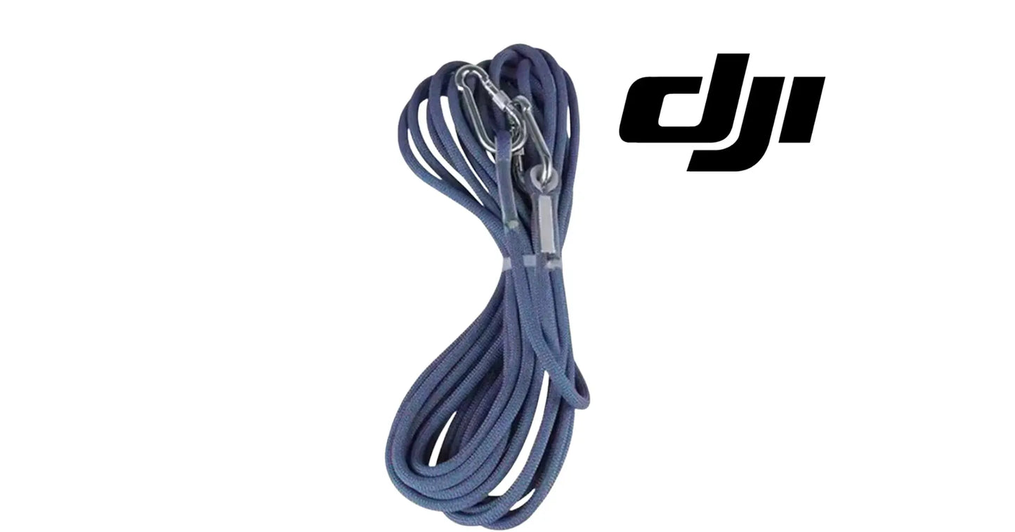 DJI T100 lifting rope, coiled blue line with metal clips