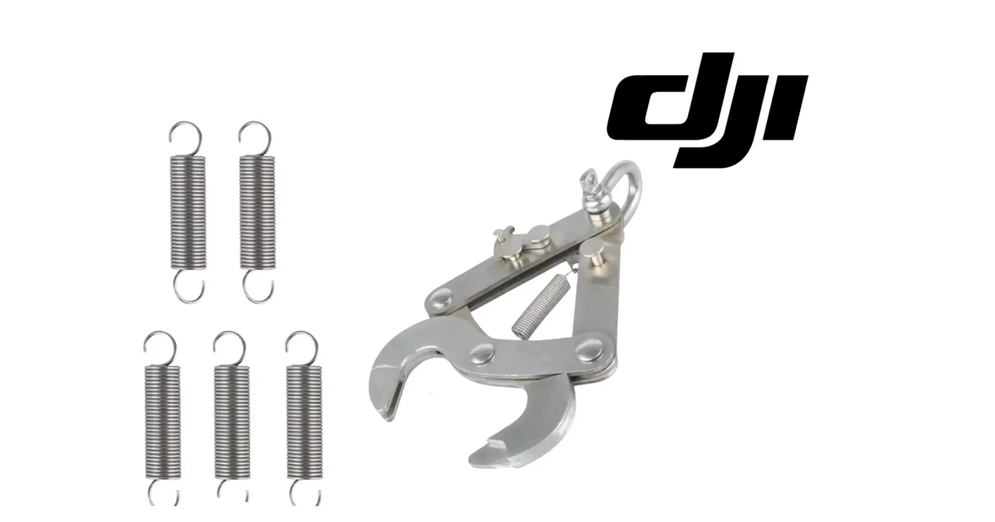 DJI T100 lifting hook with metal latch and spring assemblies