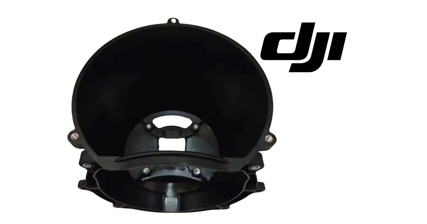 Black spinner disk shell cover with center opening and mounting bolts